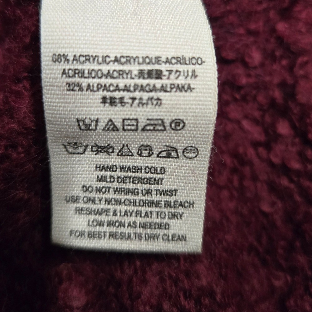 Free People Alpaca Blend Oversized V-Neck Knit Sweater Burgundy Womens Size M - Picture 4 of 8